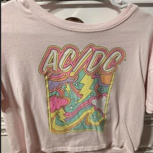 AC/DC White and Pink Graphic Tee
